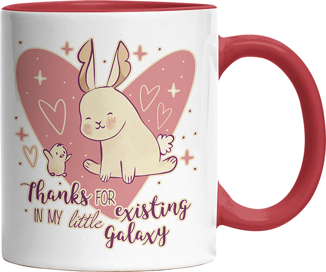 1WH Thanks for existing in my little Galaxy Hase Küken Witzige Rot Tasse kaufen Geschenk