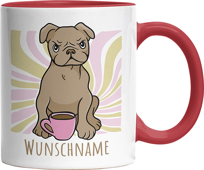 Bulldogge Personalisierbar Name Witzige Rot Tasse kaufen Geschenk