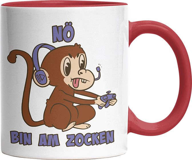 Affe Nö bin am zocken Witzige Rot Tasse kaufen Geschenk