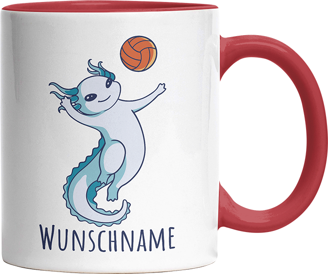 Axolotl Volleyball Kaffee Personalisierbar Name Witzige Rot Tasse kaufen Geschenk