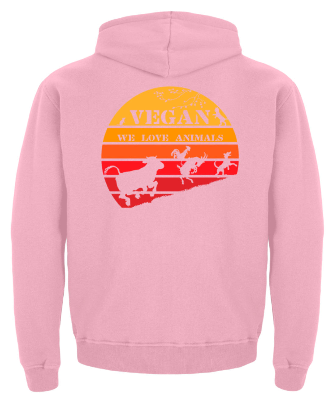 Zeigt vegan vintage sonne schones retro motiv fur veganer kinder hoodie in Farbe Baby Pink