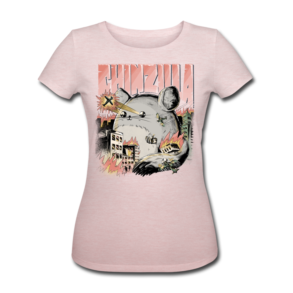 CHINZILLA | Frauen Bio-T-Shirt - Rosa-Creme meliert