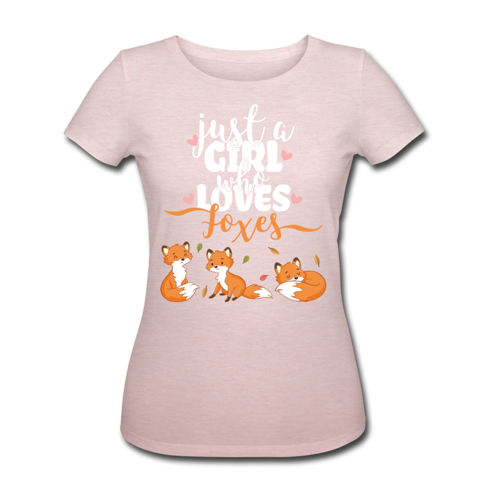 Just A Girl Who Loves Foxes | Frauen Bio-T-Shirt - Rosa-Creme meliert