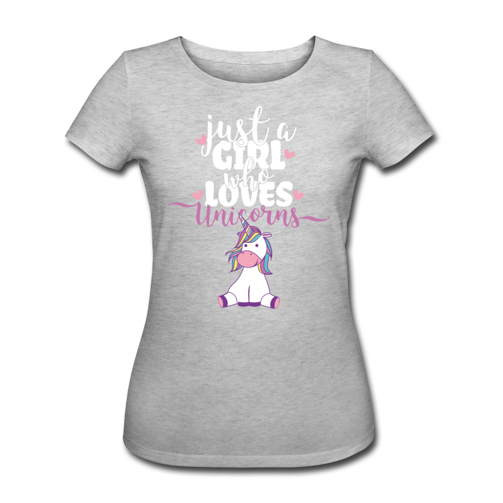 Just A Girl Who Loves Unicorns | Frauen Bio-T-Shirt - Grau meliert