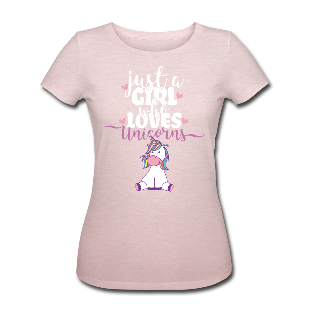 Just A Girl Who Loves Unicorns | Frauen Bio-T-Shirt - Rosa-Creme meliert