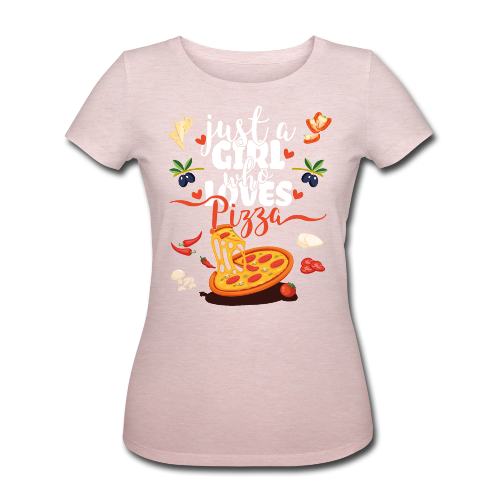 Just A Girl Who Loves Pizza | Frauen Bio-T-Shirt - Rosa-Creme meliert