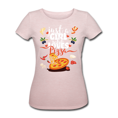 Just A Girl Who Loves Pizza | Frauen Bio-T-Shirt - Rosa-Creme meliert