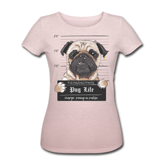 Pug Life | Frauen Bio-T-Shirt - Rosa-Creme meliert