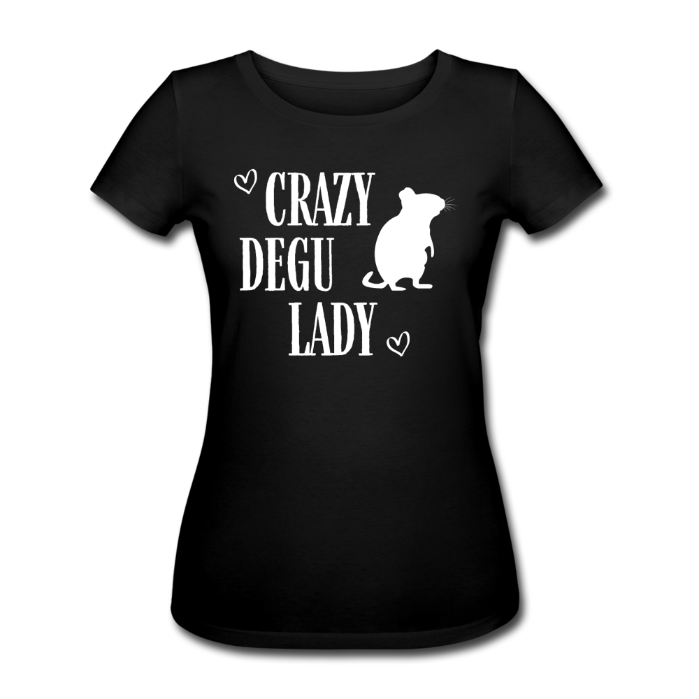 Crazy Degu Lady | Frauen Bio T-Shirt - Schwarz