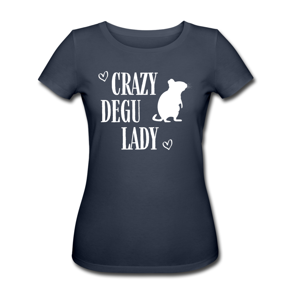 Crazy Degu Lady | Frauen Bio T-Shirt - Navy