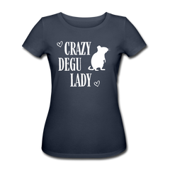 Crazy Degu Lady | Frauen Bio T-Shirt - Navy