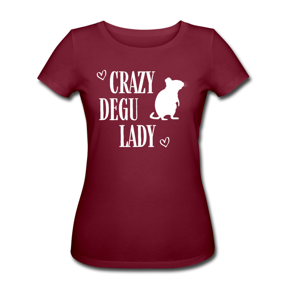 Crazy Degu Lady | Frauen Bio T-Shirt - Burgunderrot