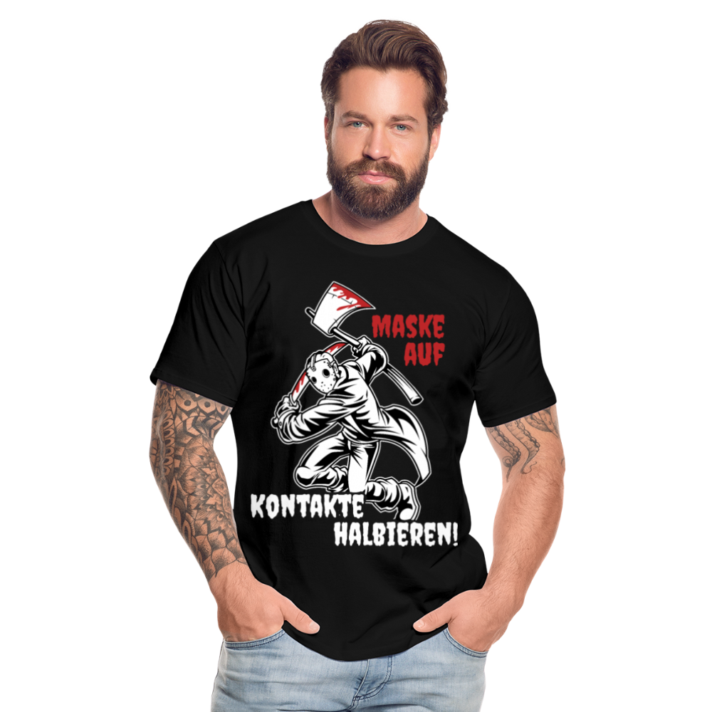 Maske auf Kontakte halbieren! Männer Premium Bio T-Shirt - Schwarz