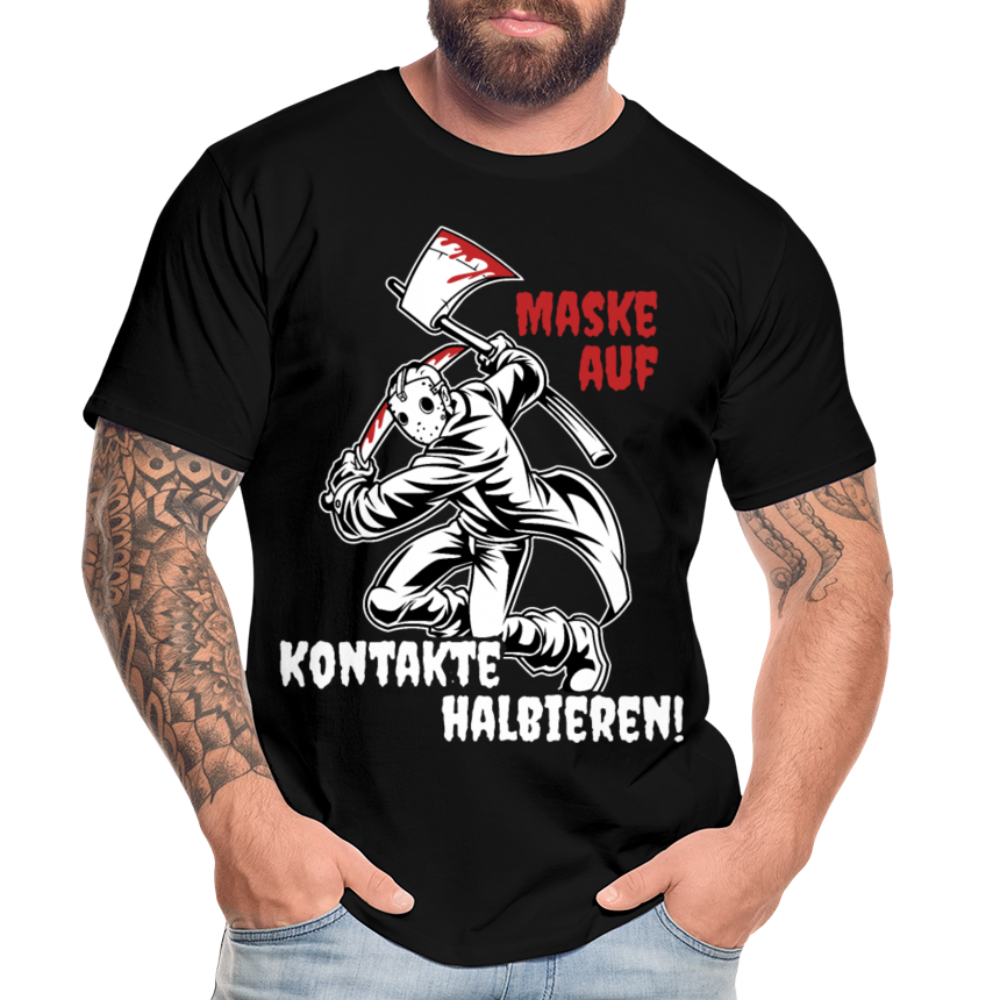 Maske auf Kontakte halbieren! Männer Premium Bio T-Shirt - Schwarz