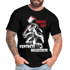 Maske auf Kontakte halbieren! Männer Premium Bio T-Shirt - Schwarz