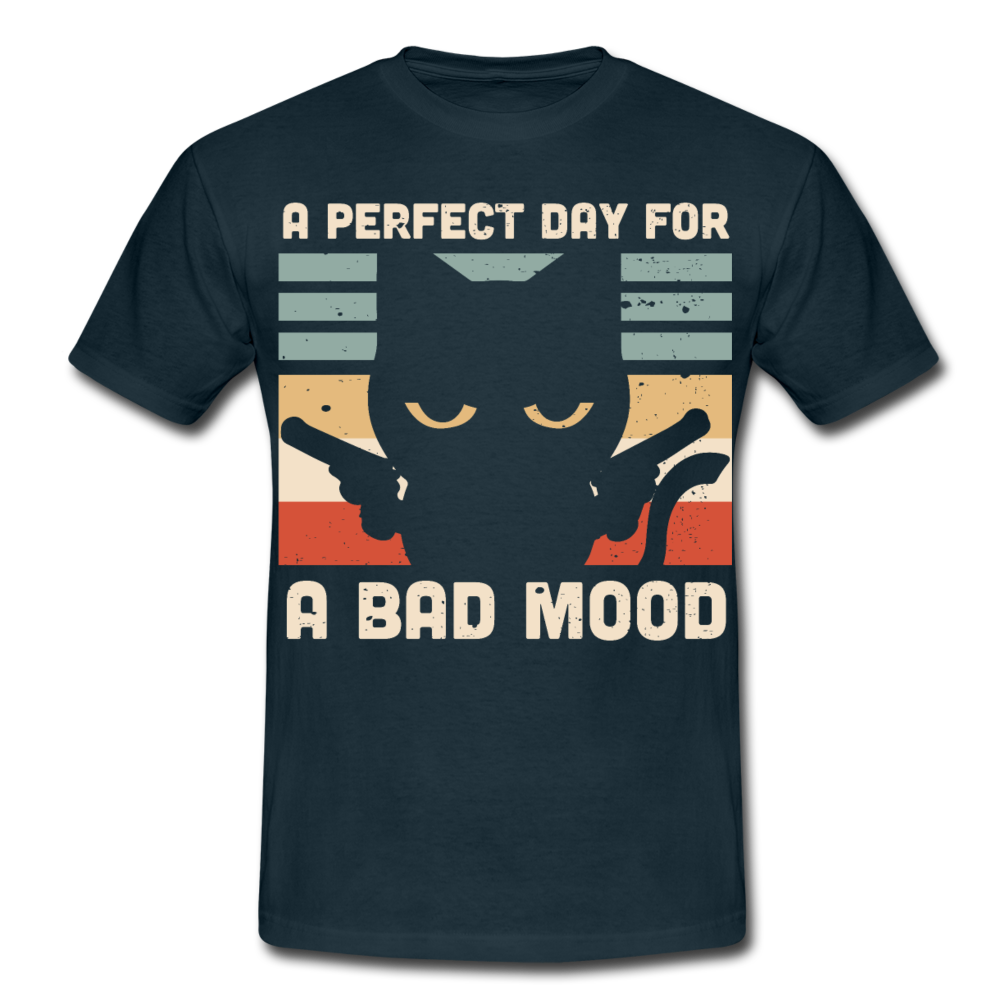 Bad Mood Black Cat | Männer T-Shirt - Navy