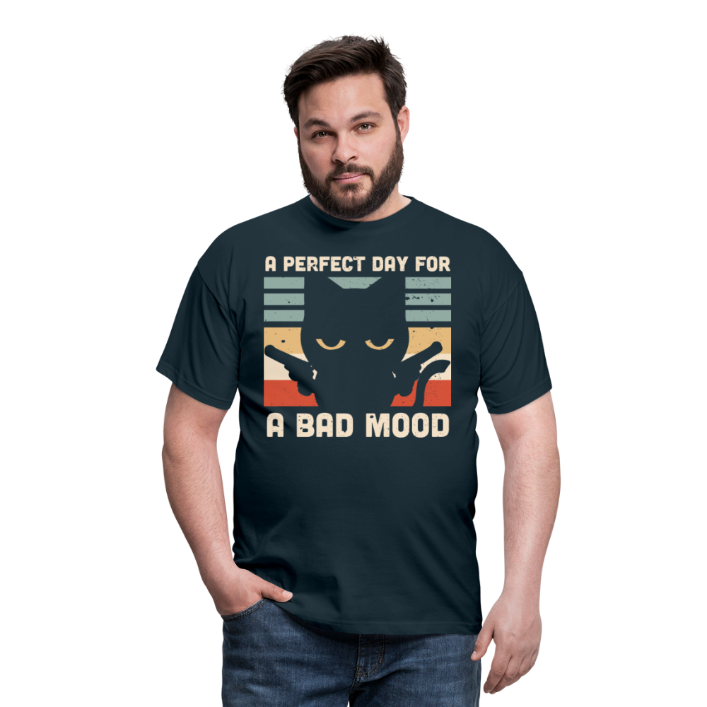 Bad Mood Black Cat | Männer T-Shirt - Navy
