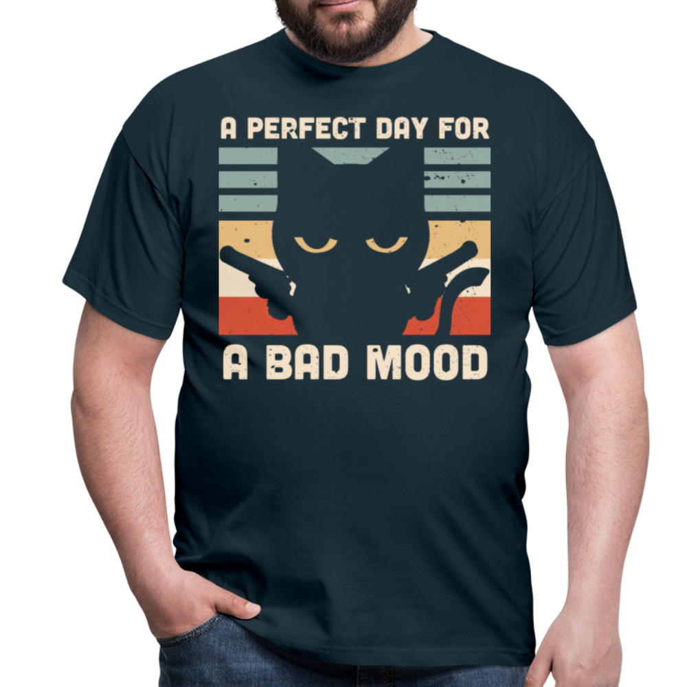 Bad Mood Black Cat | Männer T-Shirt - Navy
