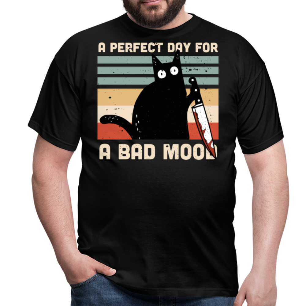 Bad Mood Knife Cat | Männer T-Shirt - Schwarz