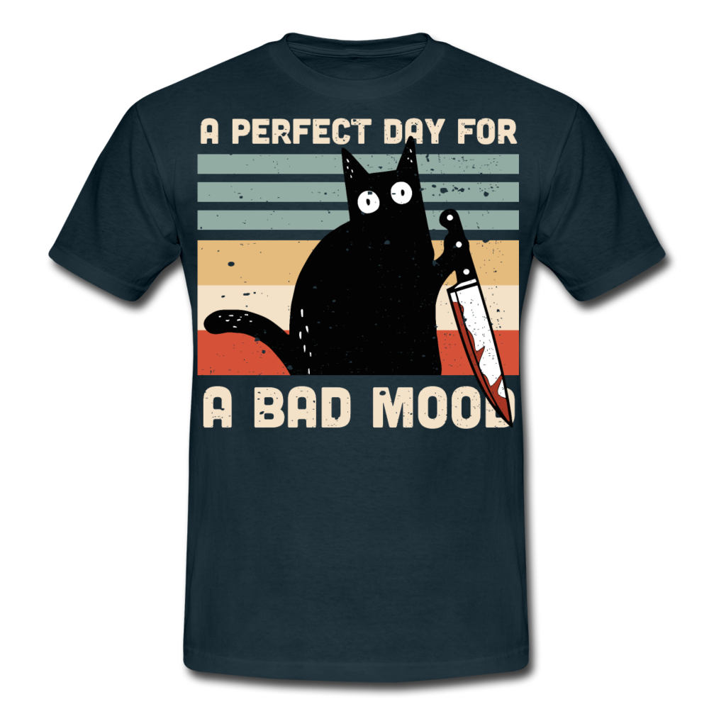 Bad Mood Knife Cat | Männer T-Shirt - Navy