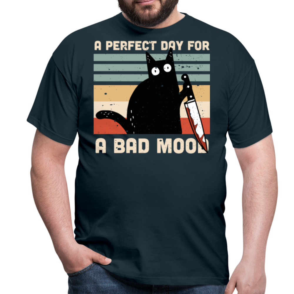 Bad Mood Knife Cat | Männer T-Shirt - Navy