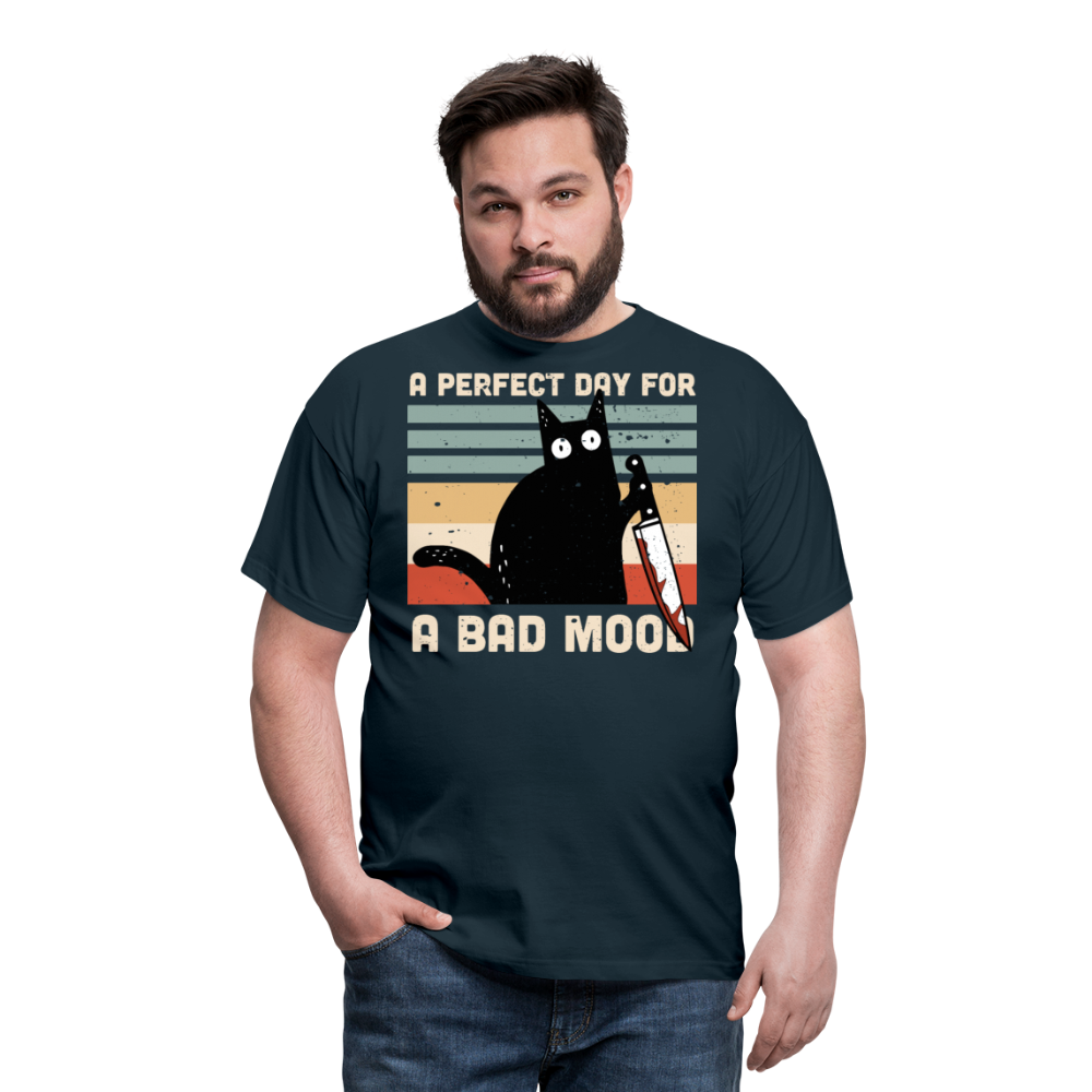 Bad Mood Knife Cat | Männer T-Shirt - Navy