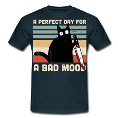 Bad Mood Knife Cat | Männer T-Shirt - Navy