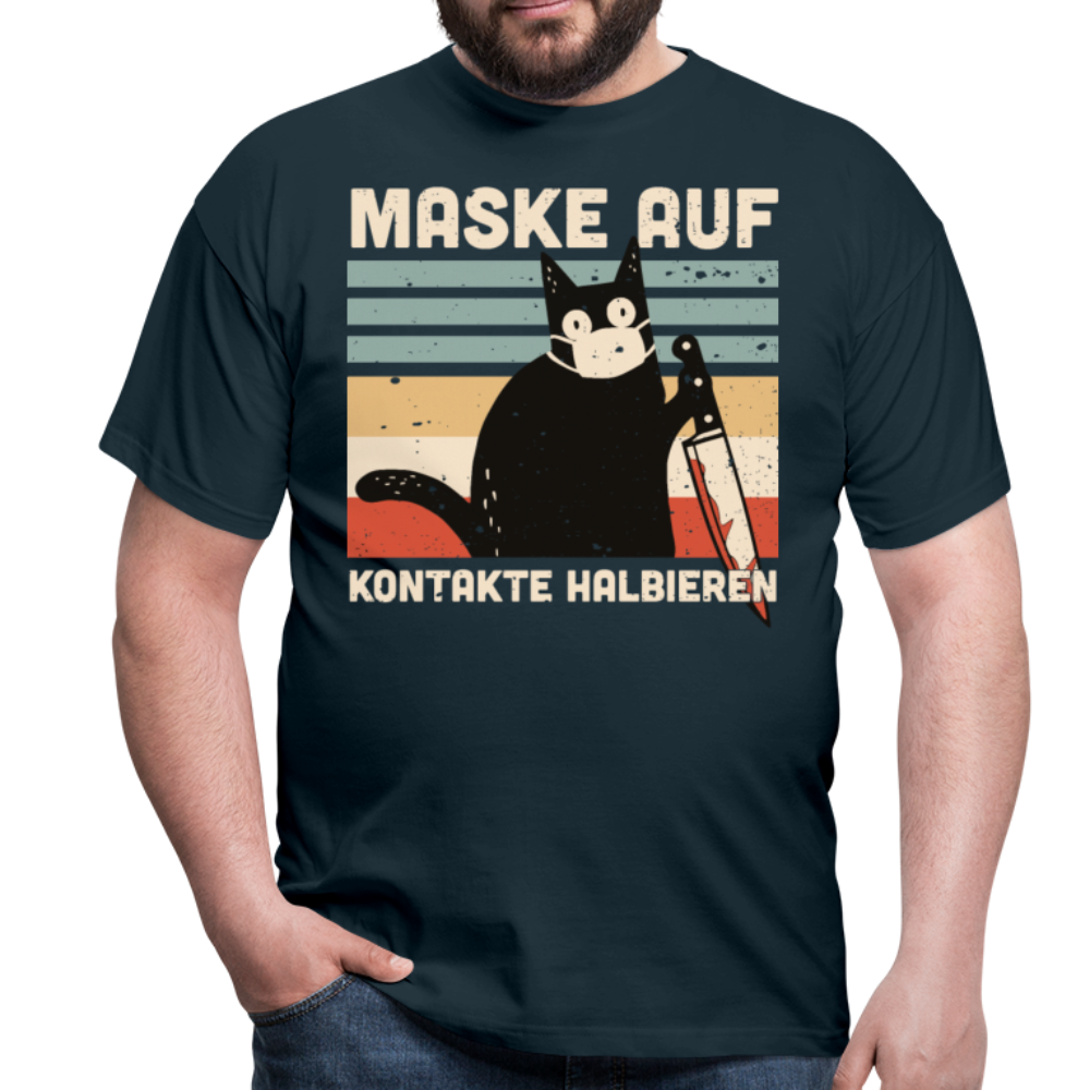 Maske auf Murder Cat | Männer T-Shirt - Navy