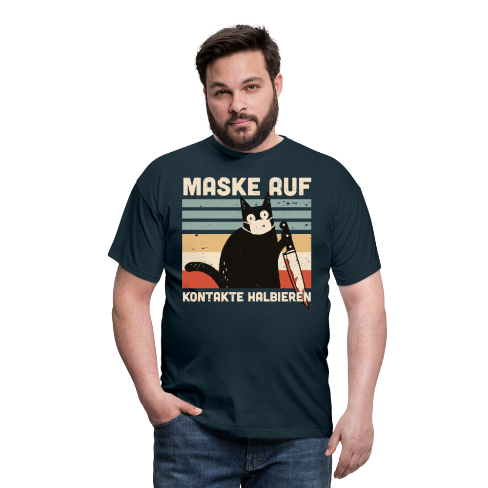 Maske auf Murder Cat | Männer T-Shirt - Navy