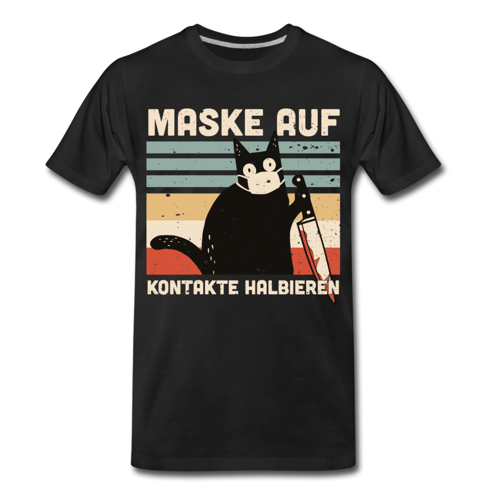 Maske auf Murder Cat | Männer Premium Bio T-Shirt - Schwarz