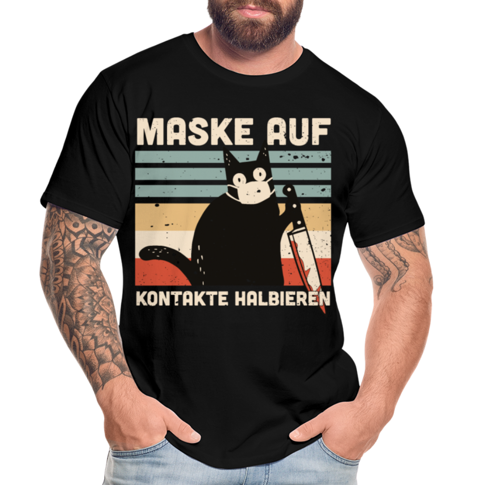 Maske auf Murder Cat | Männer Premium Bio T-Shirt - Schwarz