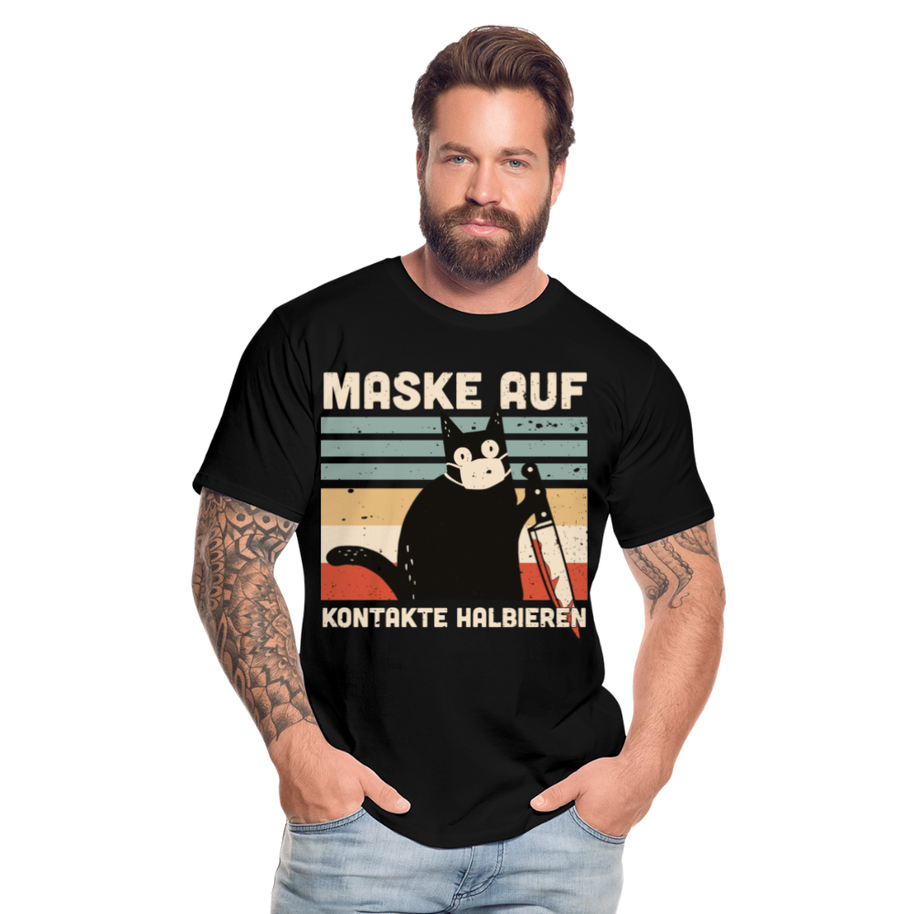 Maske auf Murder Cat | Männer Premium Bio T-Shirt - Schwarz