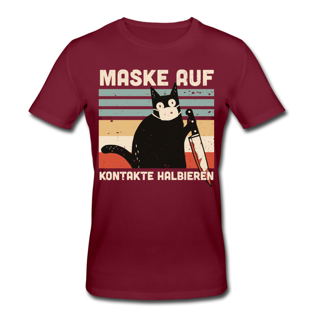 Maske auf Murder Cat | Männer Bio T-Shirt - Burgunderrot