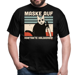 Maske auf Halloween Cat | Männer T-Shirt - Schwarz