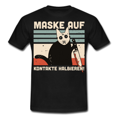 Maske auf Halloween Cat | Männer T-Shirt - Schwarz