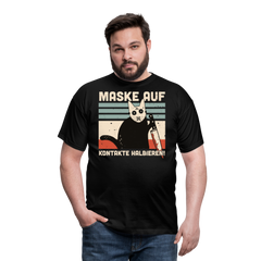 Maske auf Halloween Cat | Männer T-Shirt - Schwarz