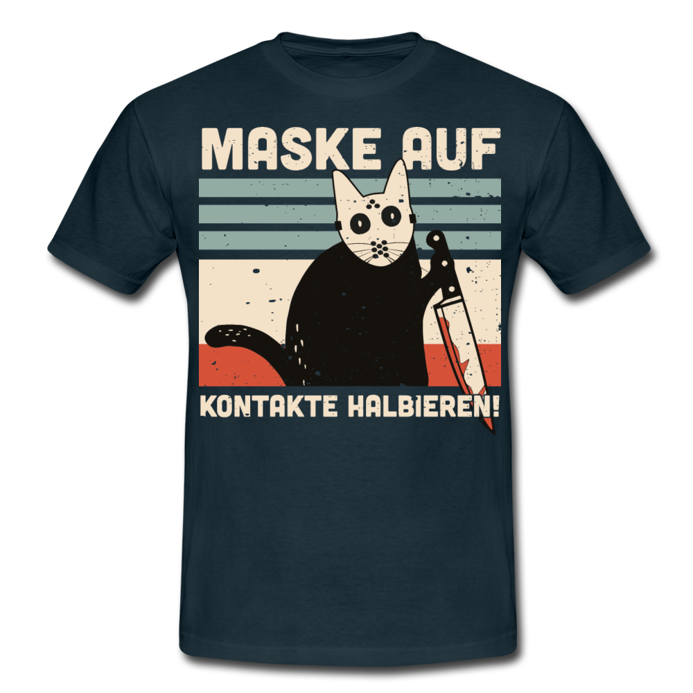 Maske auf Halloween Cat | Männer T-Shirt - Navy