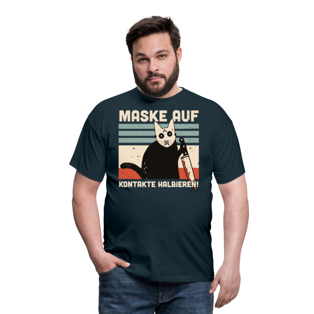 Maske auf Halloween Cat | Männer T-Shirt - Navy