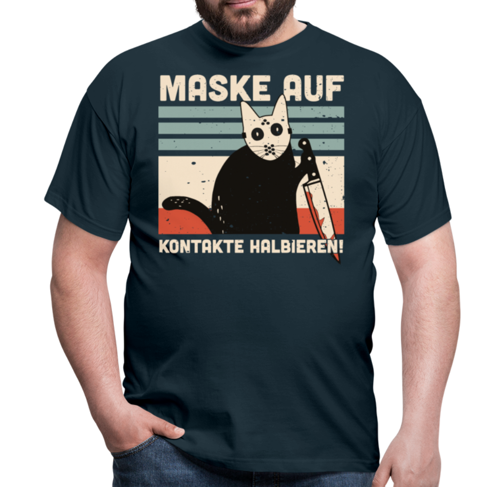 Maske auf Halloween Cat | Männer T-Shirt - Navy