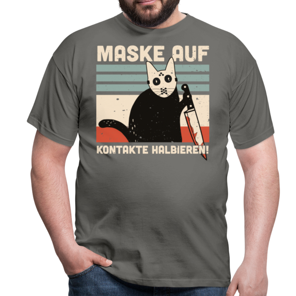 Maske auf Halloween Cat | Männer T-Shirt - Graphit