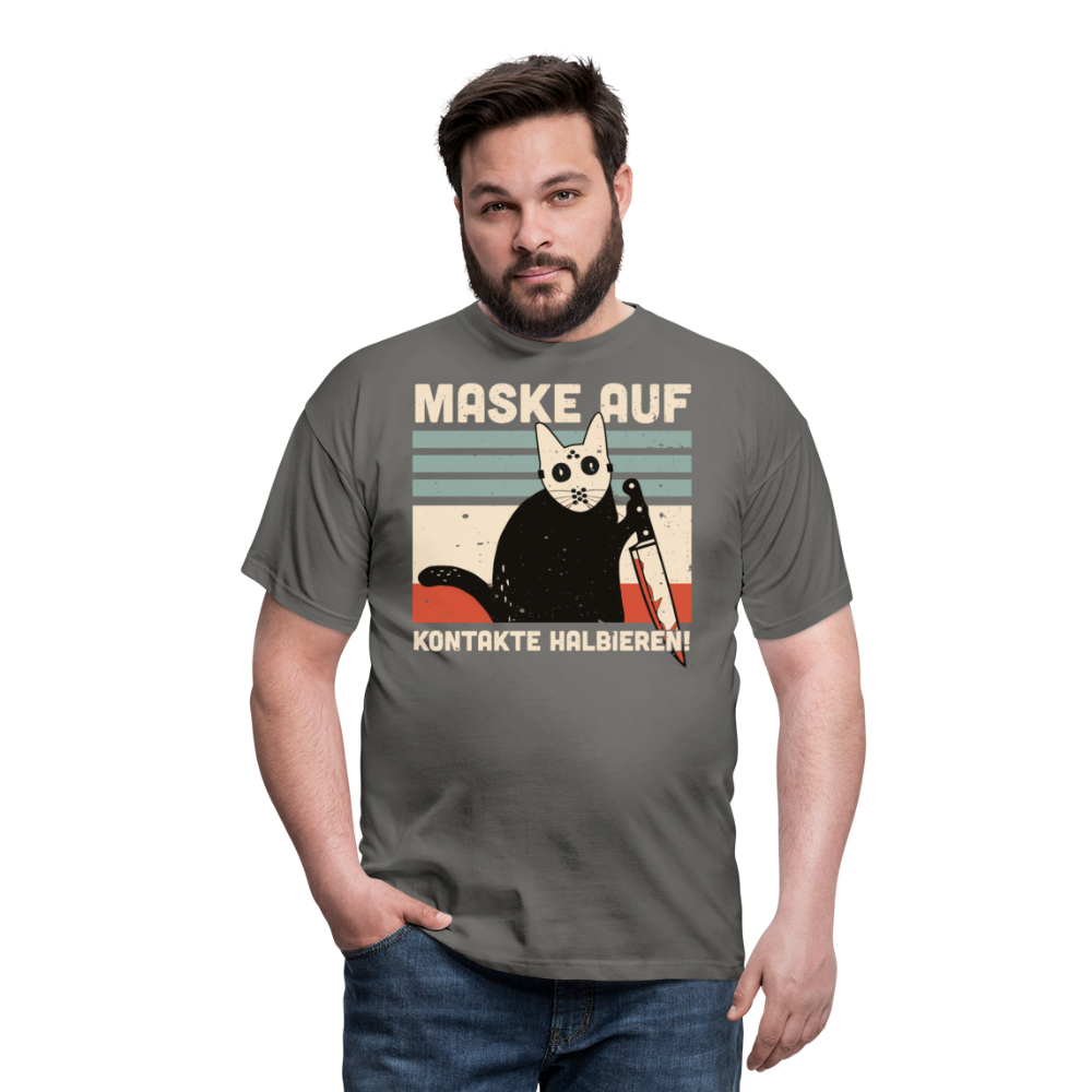 Maske auf Halloween Cat | Männer T-Shirt - Graphit