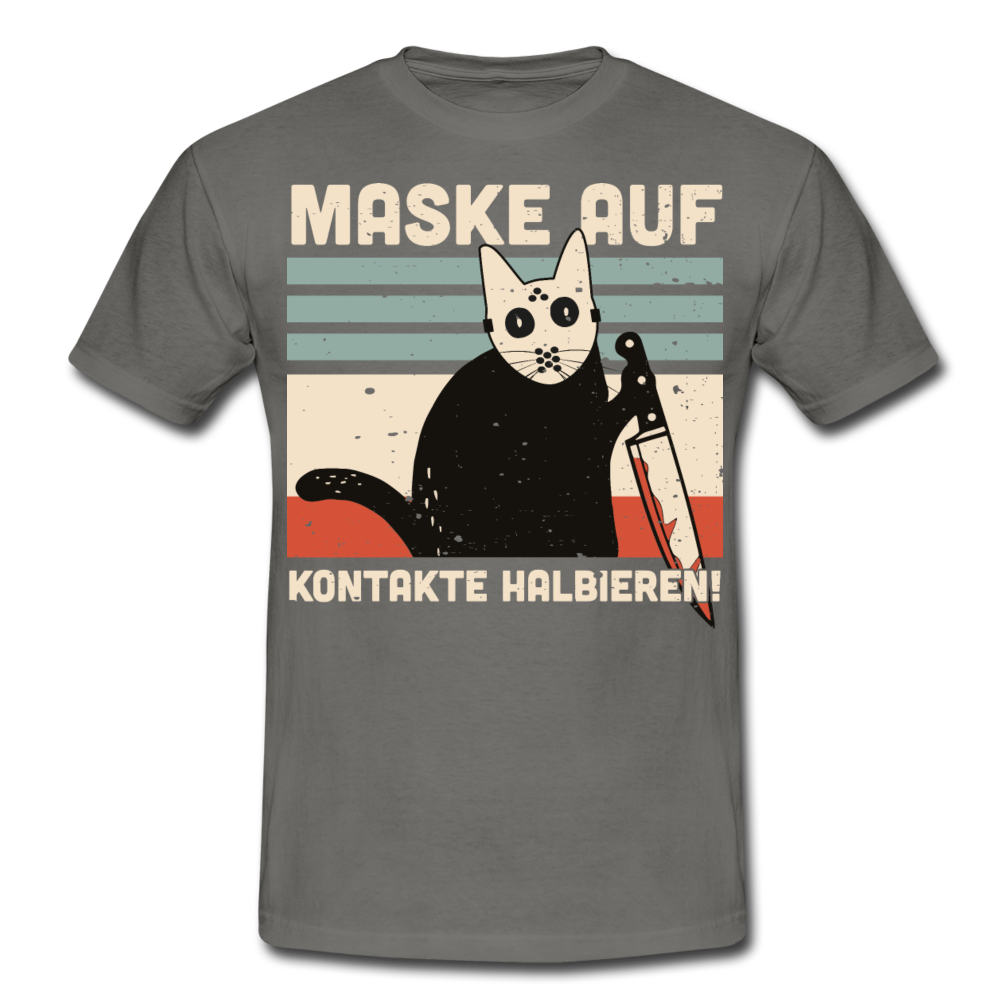 Maske auf Halloween Cat | Männer T-Shirt - Graphit