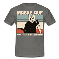 Maske auf Halloween Cat | Männer T-Shirt - Graphit