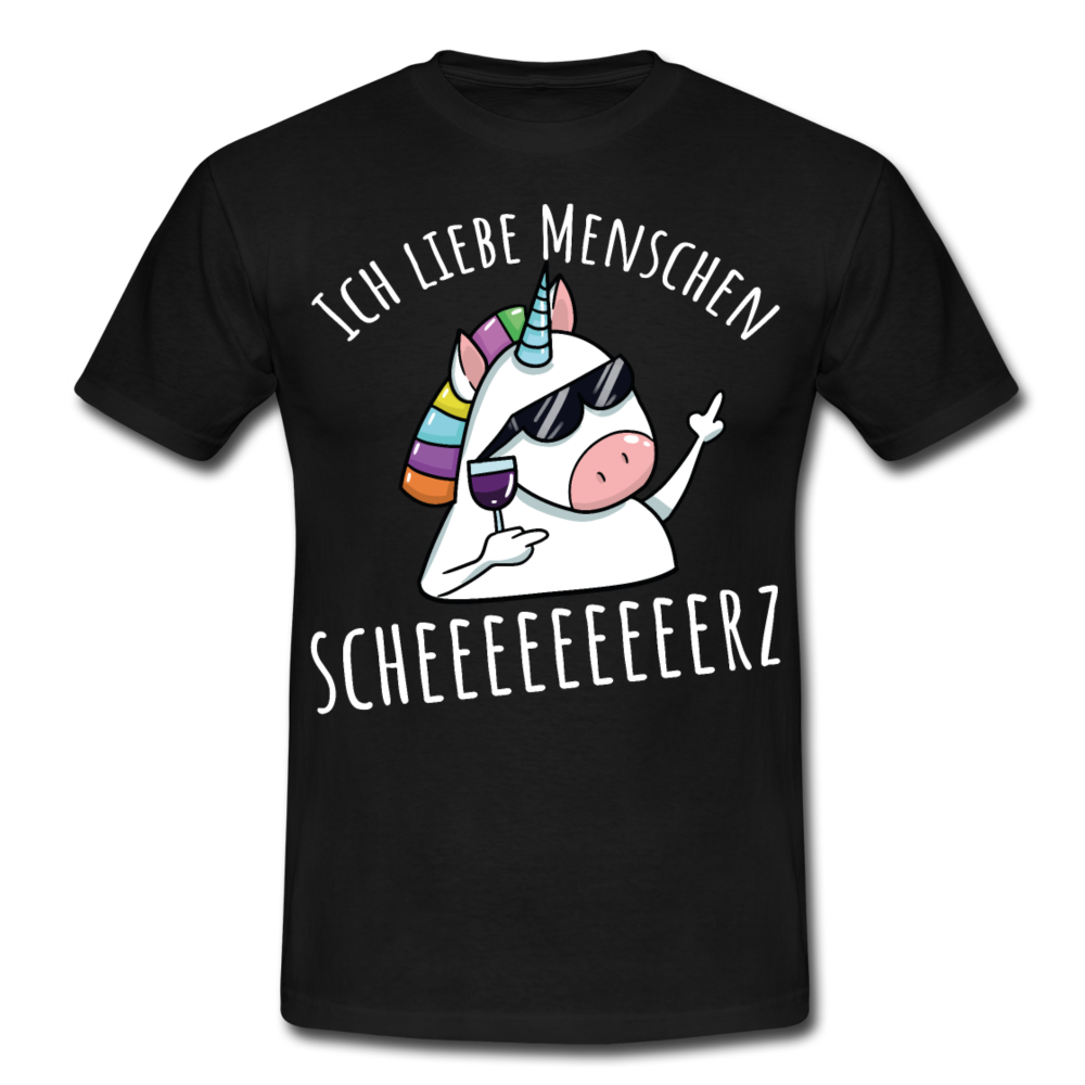 Ich liebe Menschen Einhorn | Männer T-Shirt - Schwarz