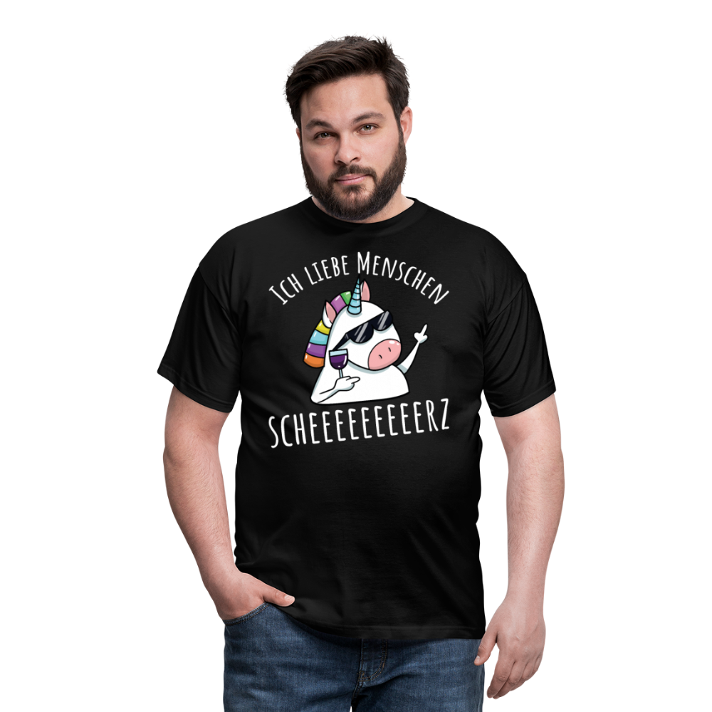 Ich liebe Menschen Einhorn | Männer T-Shirt - Schwarz