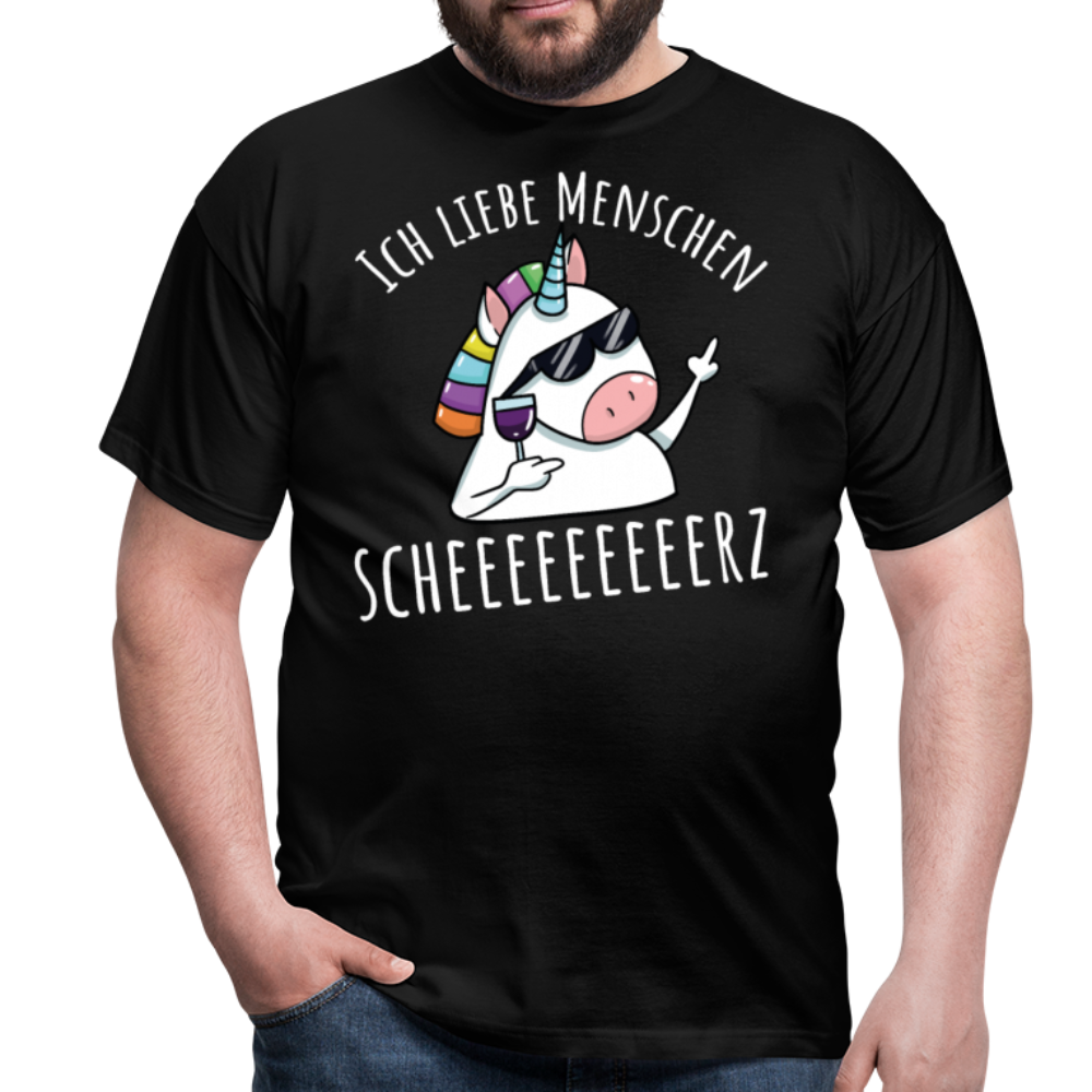 Ich liebe Menschen Einhorn | Männer T-Shirt - Schwarz