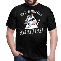 Ich liebe Menschen Einhorn | Männer T-Shirt - Schwarz