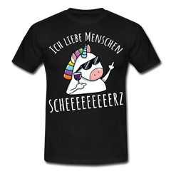 Ich liebe Menschen Einhorn | Männer T-Shirt - Schwarz