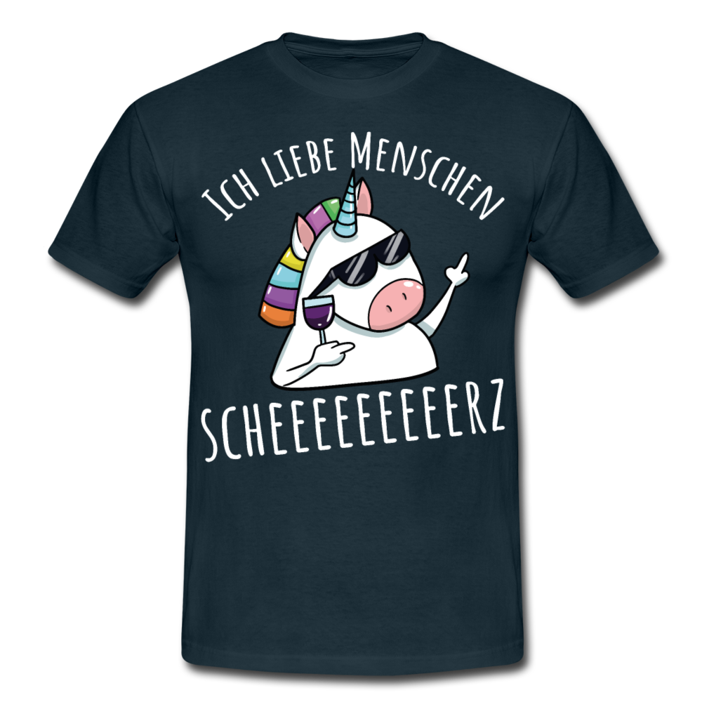 Ich liebe Menschen Einhorn | Männer T-Shirt - Navy