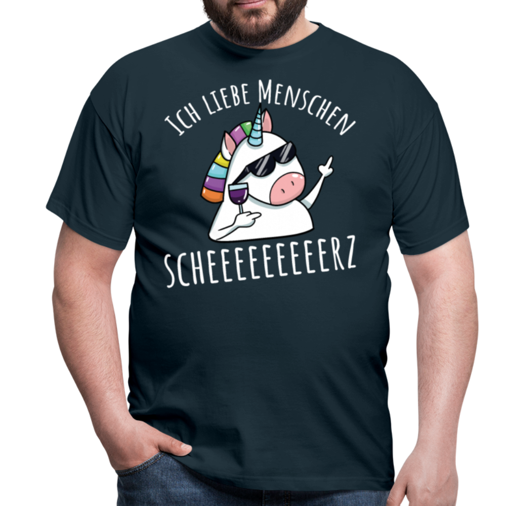 Ich liebe Menschen Einhorn | Männer T-Shirt - Navy